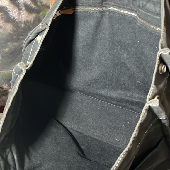 HERMES Fourre Tout MM Tote Bag Handbag Canvas Black with White Stitching in GUC - Picture 14 of 16